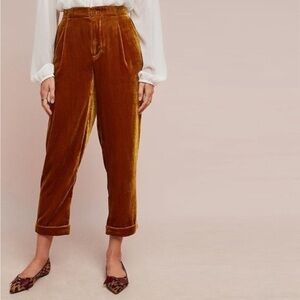 Anthropologie | Cuffed Velvet Trouser Pants